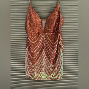 Elegant Sequin Dress in Copper and Gold
